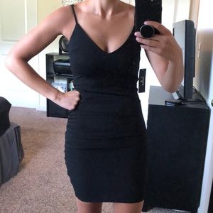 Lulus black bodycon ruched dress size XS - NWT